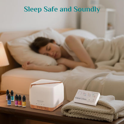 Essential Oil Diffuser 700Ml, Ultrasonic Aromatherapy Humidifier with Top 6 Essential Oils Set, 7 LED Colors, Timer & Auto-Off, Large Room Diffuser