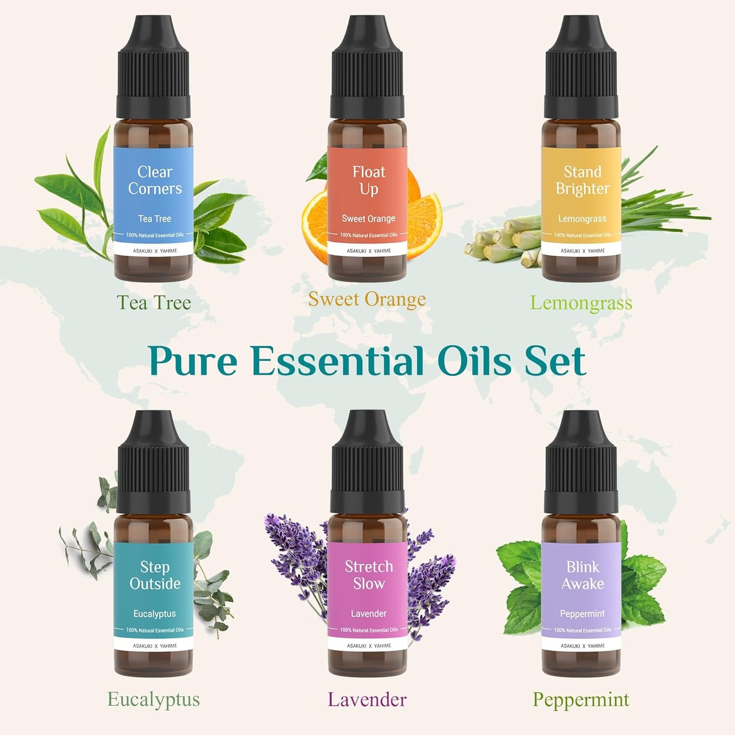 Essential Oil Diffuser 700Ml, Ultrasonic Aromatherapy Humidifier with Top 6 Essential Oils Set, 7 LED Colors, Timer & Auto-Off, Large Room Diffuser