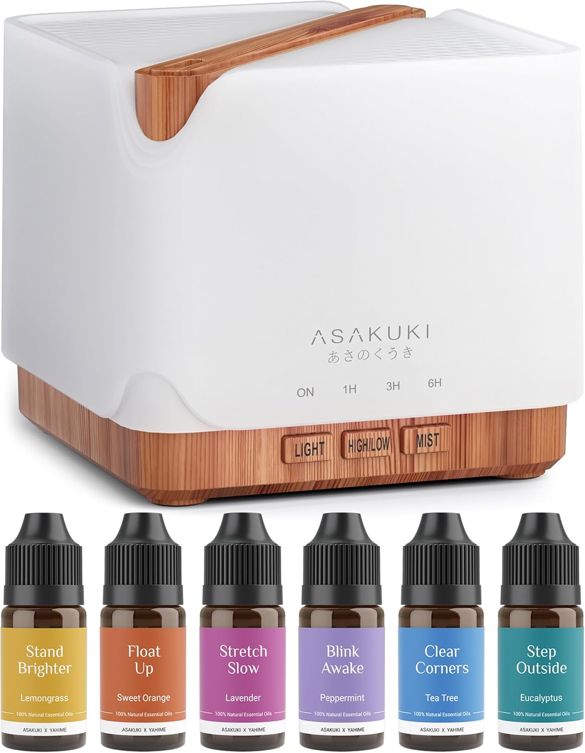 Essential Oil Diffuser 700Ml, Ultrasonic Aromatherapy Humidifier with Top 6 Essential Oils Set, 7 LED Colors, Timer & Auto-Off, Large Room Diffuser