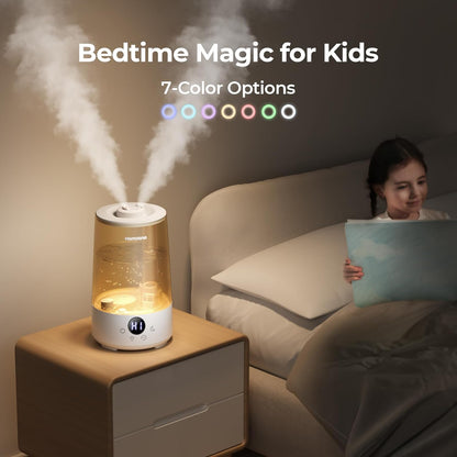 Humidifiers for Bedroom Home, 3.6 L Cool Mist Top-Fill 34H Super Long Time, Quiet 23Db, Baby Humidifier, Oil Diffuser for Large Room, Plants, Nursery, Office BPA FREE, 7 Color Light Ultrasonic